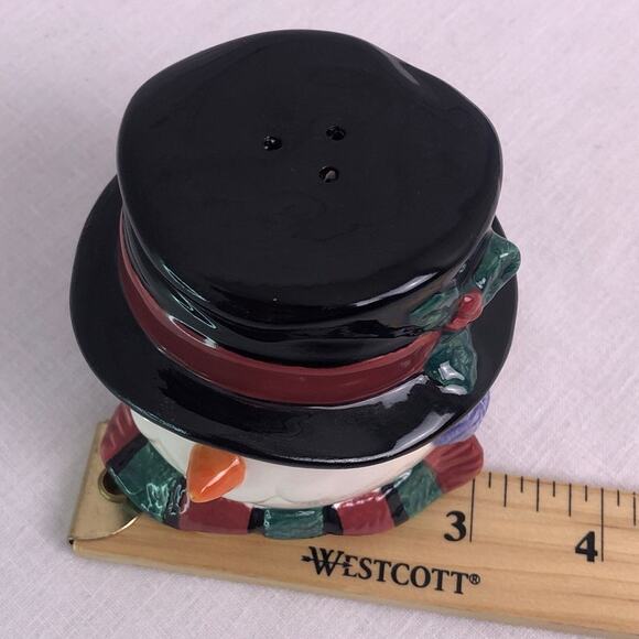 Omnibus Fitz and Floyd Hand Painted 90s Ceramic Snowman Salt Pepper Shaker Set - Picture 12 of 12